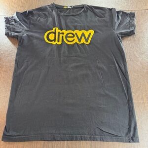 DREW by Justin Bieber Black Tee with Yellow Logo Sz XXL